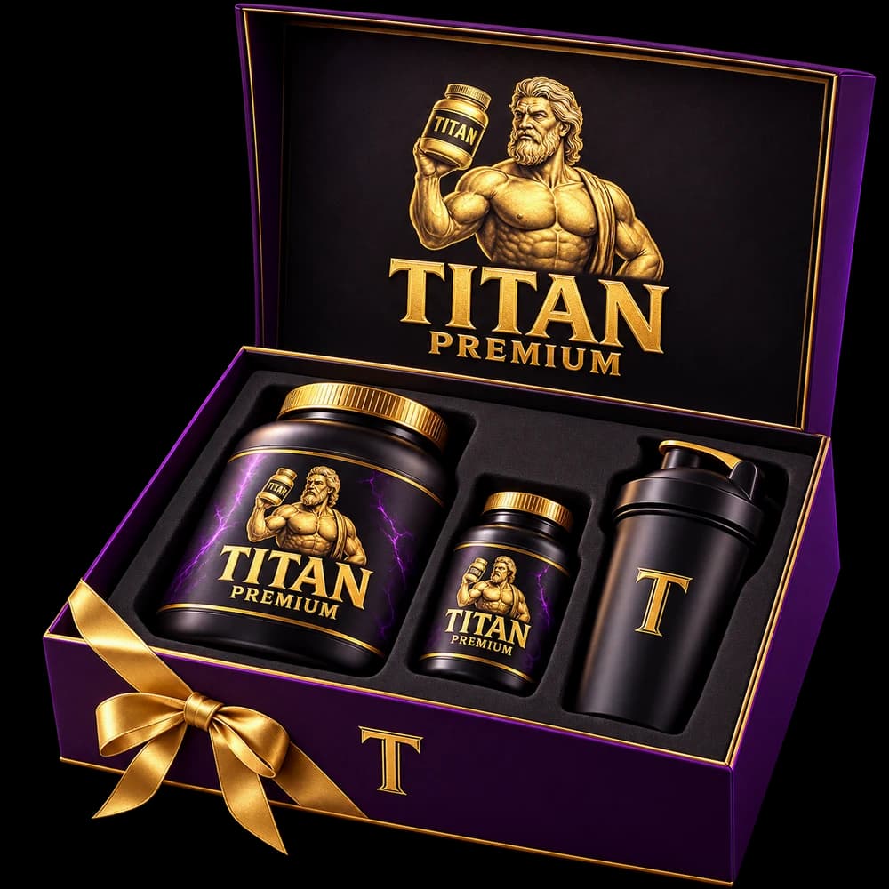 Koncept: otvorena kutija sa Titan logom — Titan Premium paket