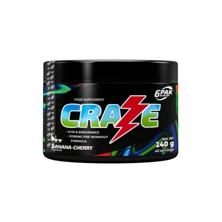 6PAK Craze 240g Banana Cherry preworkout/reaktor - Titan Premium
