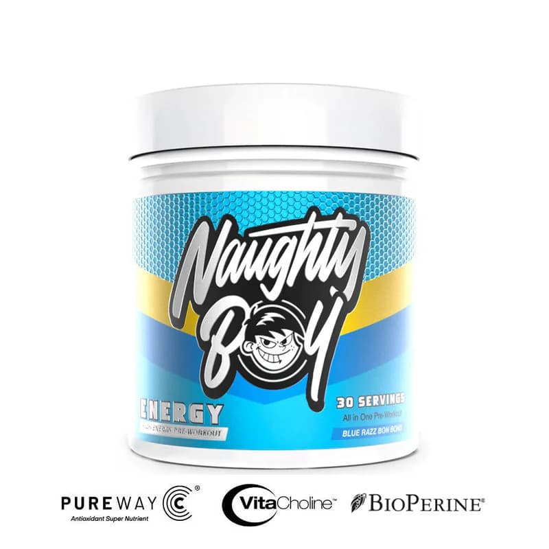 Naughty Boy Energy 390g Blue Raz Bon Bons preworkout/reaktor - Titan Premium